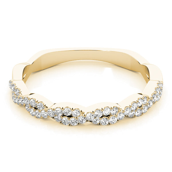 14k gold marquise-shaped diamond eternity band symbolizing unity and love.