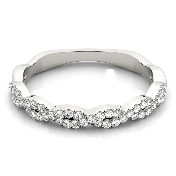 14k gold marquise-shaped diamond eternity band symbolizing unity and love.