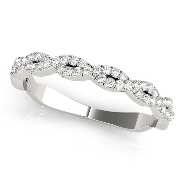 14k gold marquise-shaped diamond eternity band symbolizing unity and love.