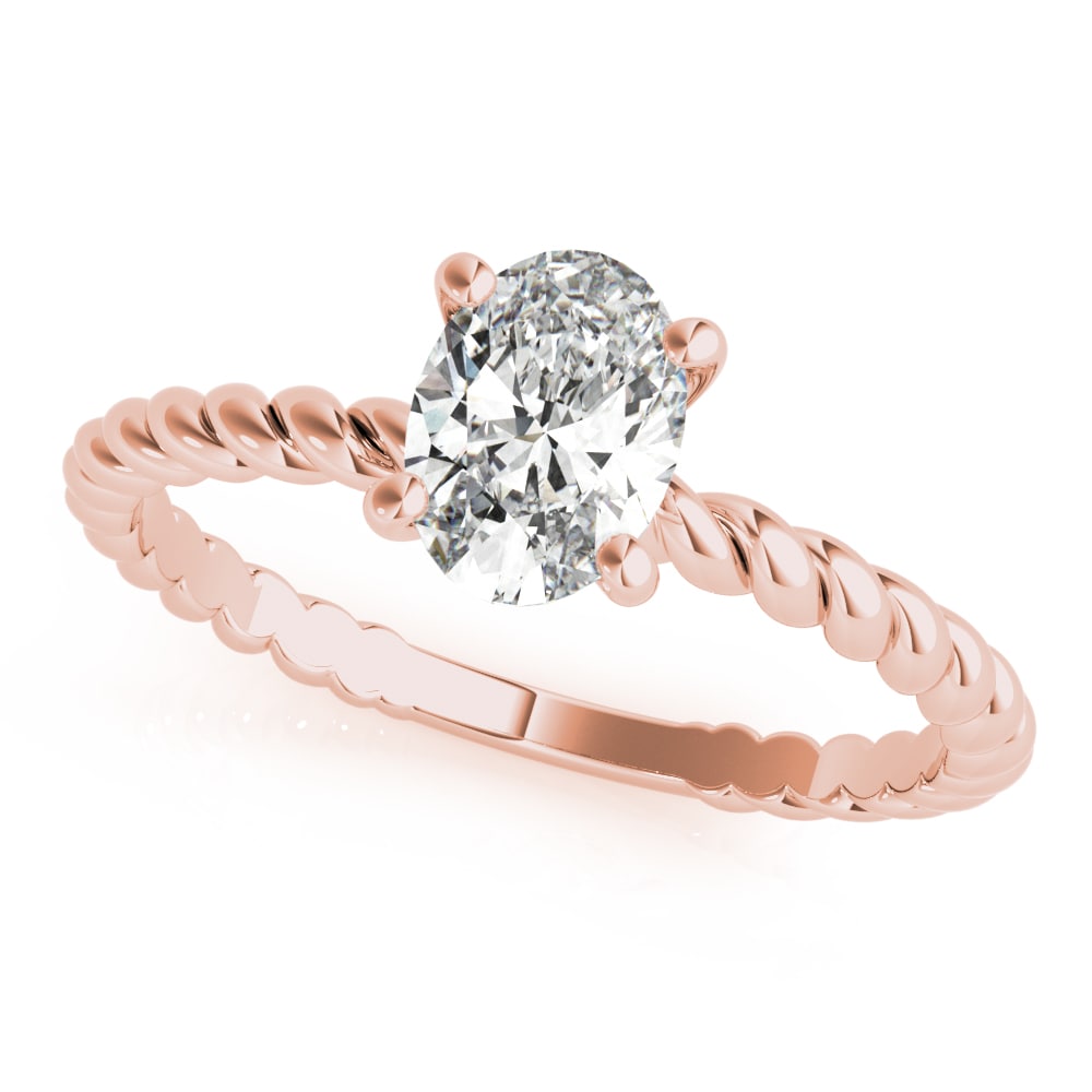 14k gold braided solitaire diamond ring featuring a central lab-grown diamond.