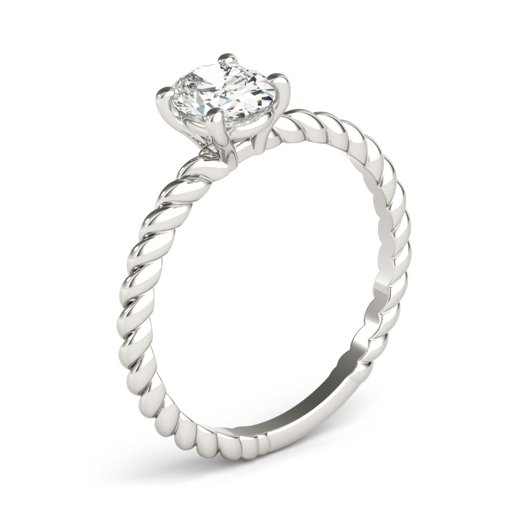 14k gold braided solitaire diamond ring featuring a central lab-grown diamond.