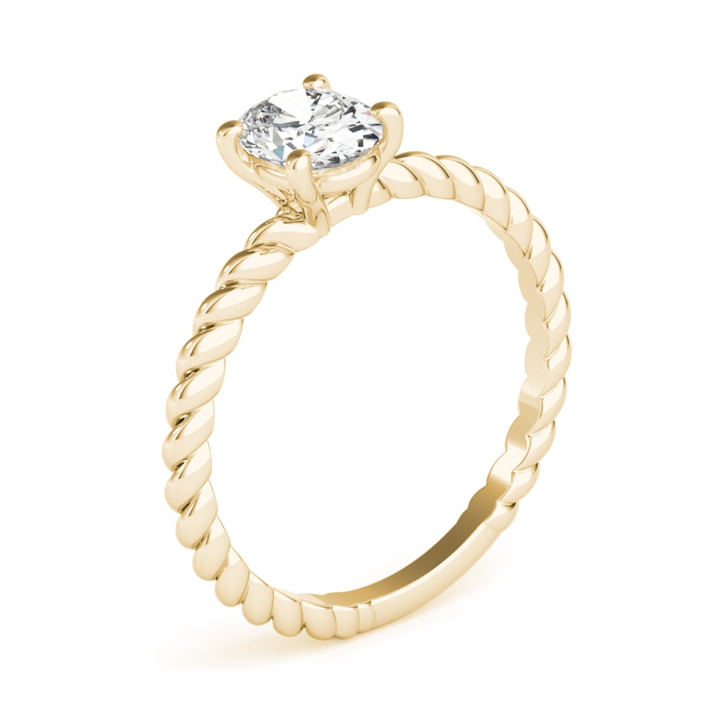 14k gold braided solitaire diamond ring featuring a central lab-grown diamond.