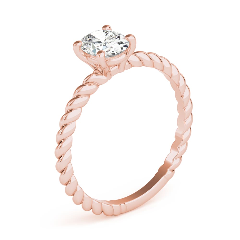 14k gold braided solitaire diamond ring featuring a central lab-grown diamond.
