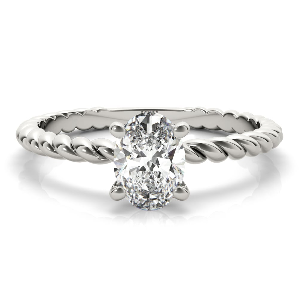 14k gold braided solitaire diamond ring featuring a central lab-grown diamond.