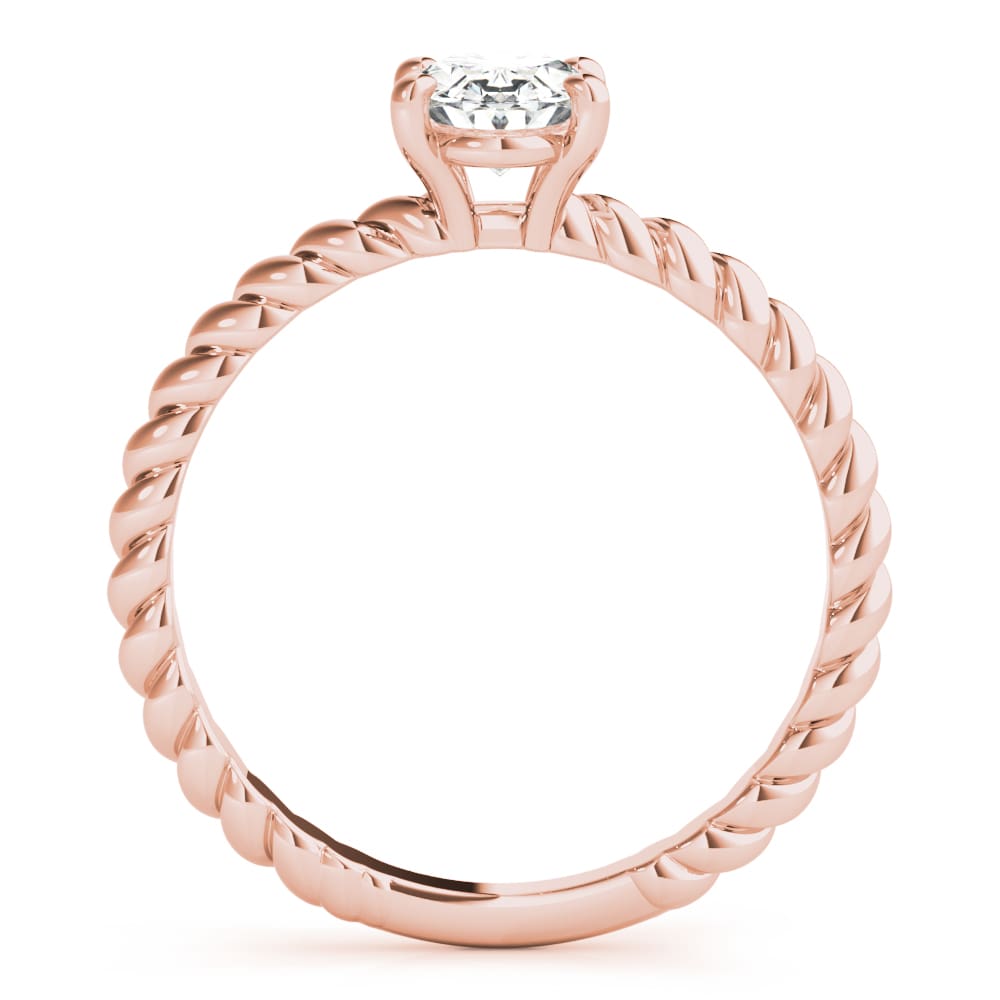 14k gold braided solitaire diamond ring featuring a central lab-grown diamond.