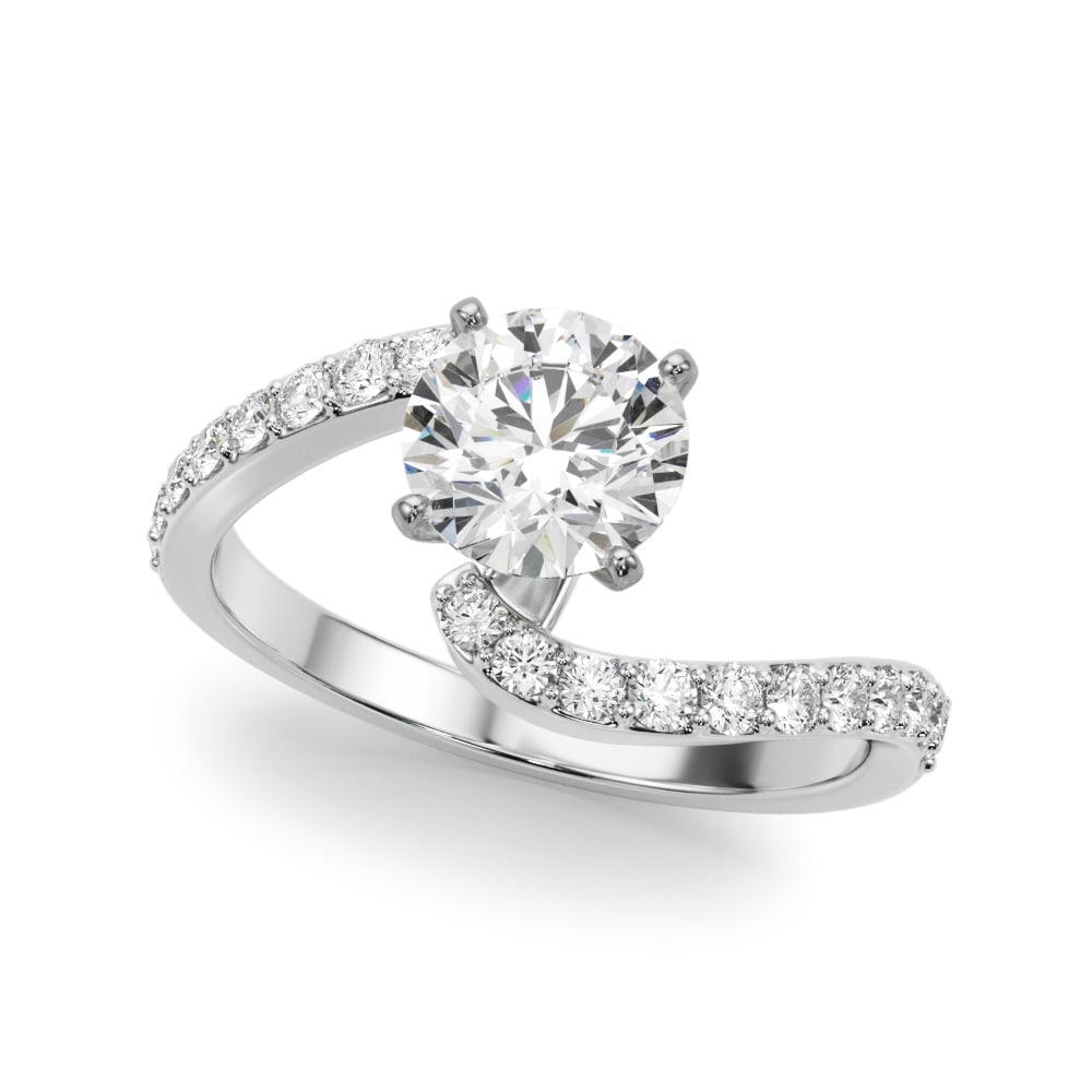 Open Clarity Diamond Ring in 14k yellow gold with a central round lab-grown diamond and pave split shank design.