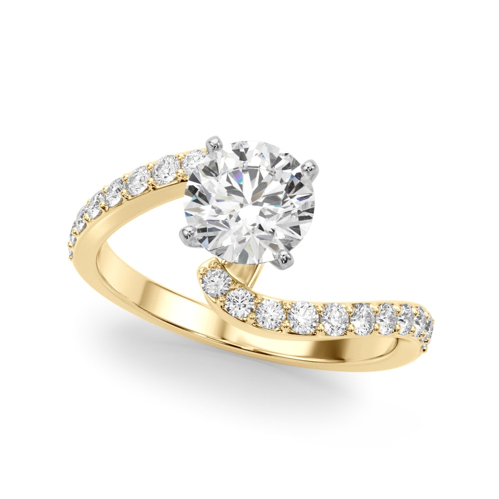 Open Clarity Diamond Ring in 14k yellow gold with a central round lab-grown diamond and pave split shank design.