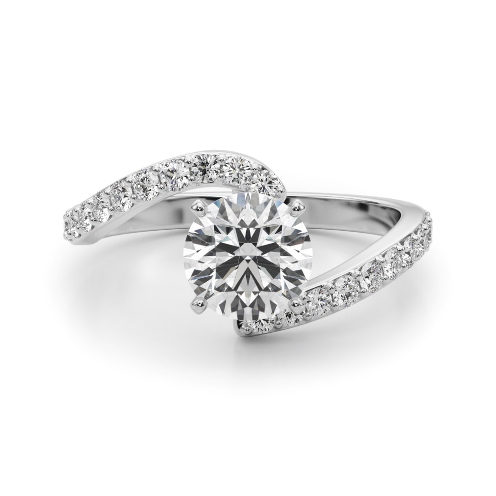 Open Clarity Diamond Ring in 14k yellow gold with a central round lab-grown diamond and pave split shank design.