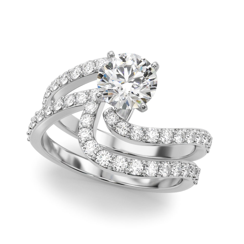 Open Clarity Diamond Ring in 14k yellow gold with a central round lab-grown diamond and pave split shank design.