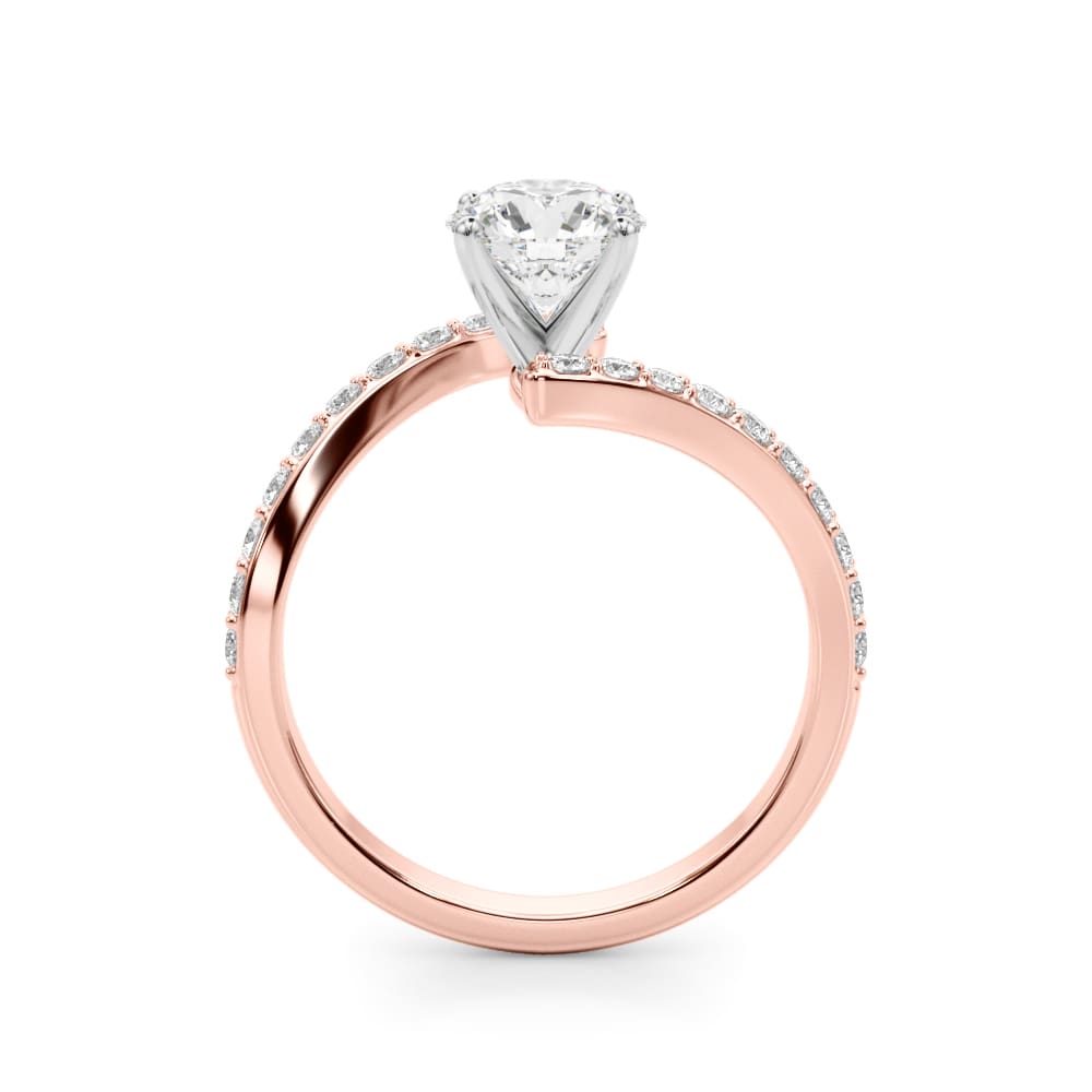 Open Clarity Diamond Ring in 14k yellow gold with a central round lab-grown diamond and pave split shank design.
