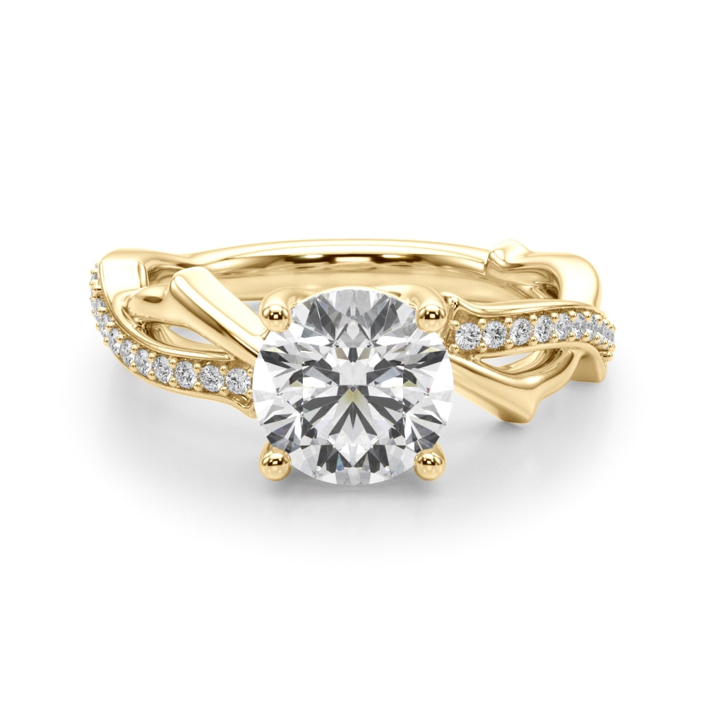 Infinity vine design diamond engagement ring in 14k gold with lab-grown diamonds wrapping around the finger.