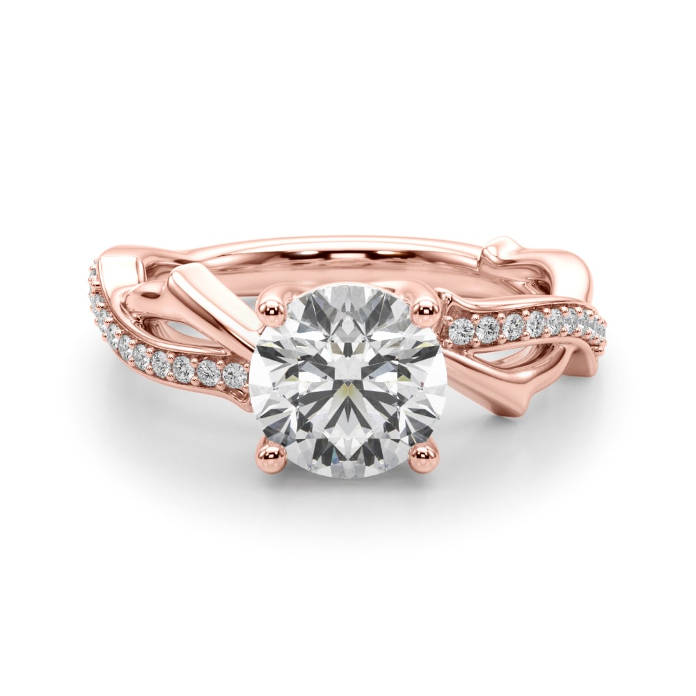 Infinity vine design diamond engagement ring in 14k gold with lab-grown diamonds wrapping around the finger.