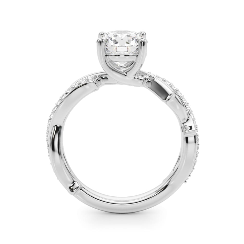 Infinity vine design diamond engagement ring in 14k gold with lab-grown diamonds wrapping around the finger.