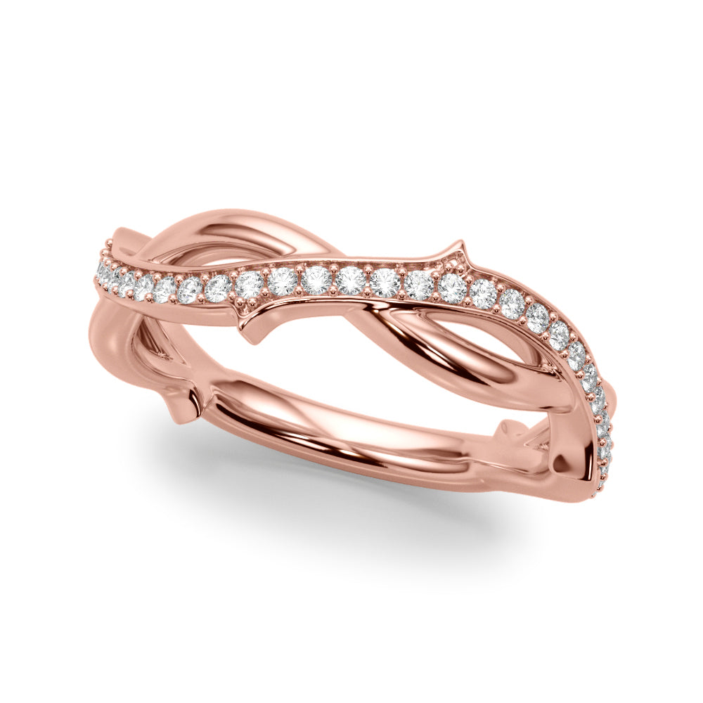 14k gold infinity vine ring with lab-grown diamonds, featuring a swirling vine design symbolizing nature’s eternal beauty and life’s interconnectedness.