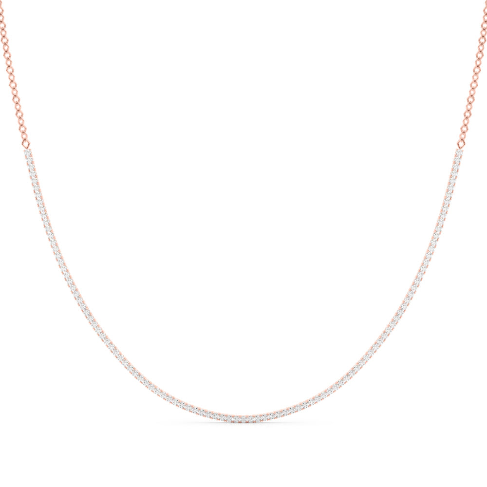 14k gold lab-grown diamond necklace with a single row of sparkling diamonds set on a delicate chain.