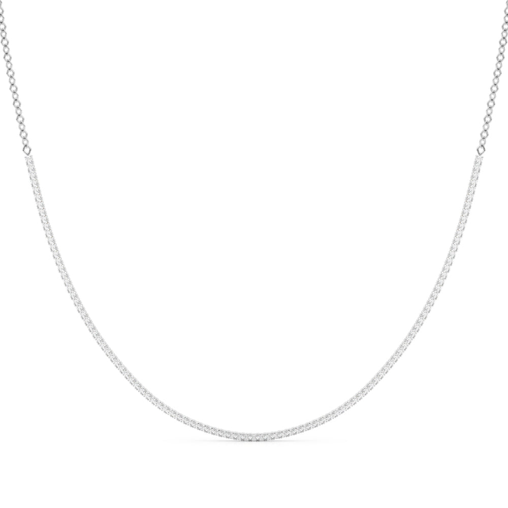 14k gold lab-grown diamond necklace with a single row of sparkling diamonds set on a delicate chain.
