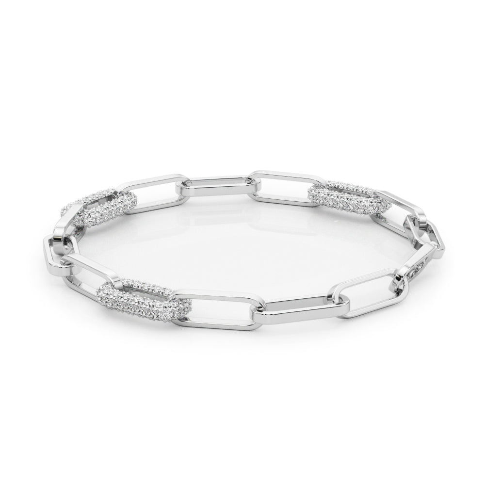14k white gold pavé diamond bracelet with modern links from the Unity Collection, symbolizing strength and connection.