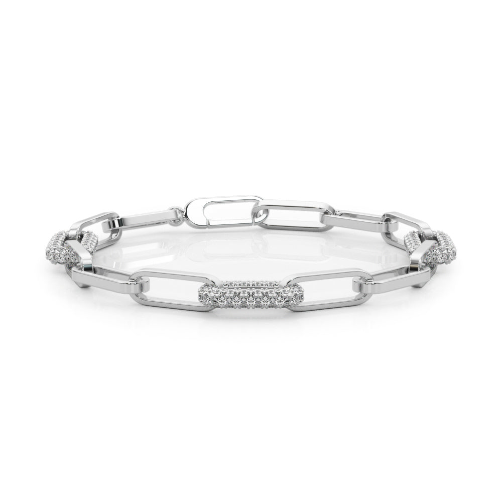 14k white gold pavé diamond bracelet with modern links from the Unity Collection, symbolizing strength and connection.