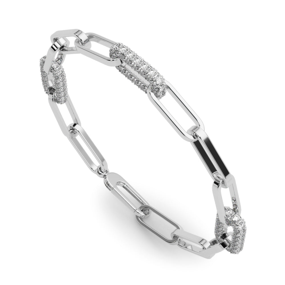 14k white gold pavé diamond bracelet with modern links from the Unity Collection, symbolizing strength and connection.