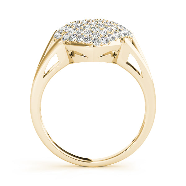 14k gold heart-shaped diamond cluster ring symbolizing love and unity.
