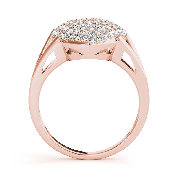 14k gold heart-shaped diamond cluster ring symbolizing love and unity.