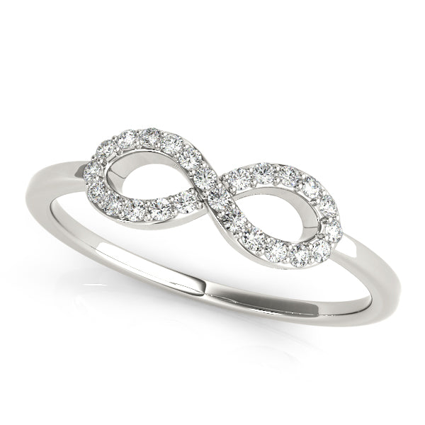 Elegant Infinite Love Diamond Ring with an infinity symbol design.