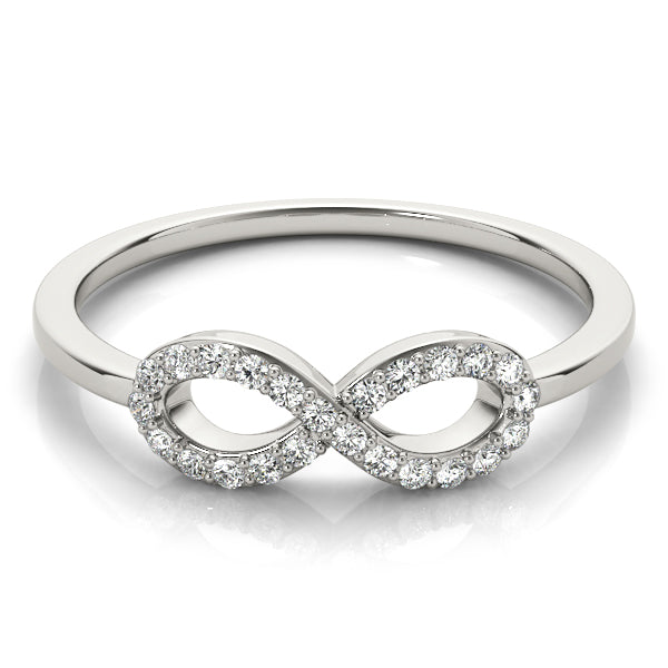 Elegant Infinite Love Diamond Ring with an infinity symbol design.