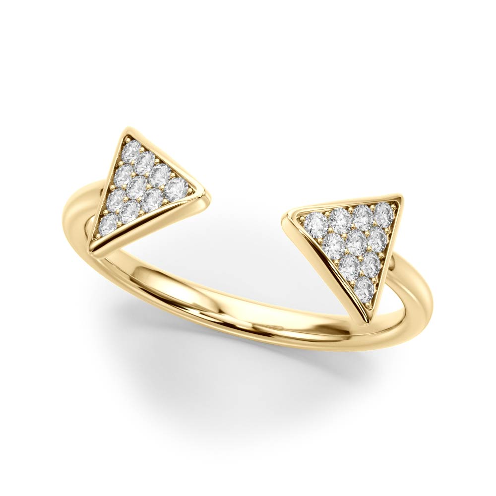 14k gold open double triangle ring set with lab-grown diamonds, symbolizing unity and protection.