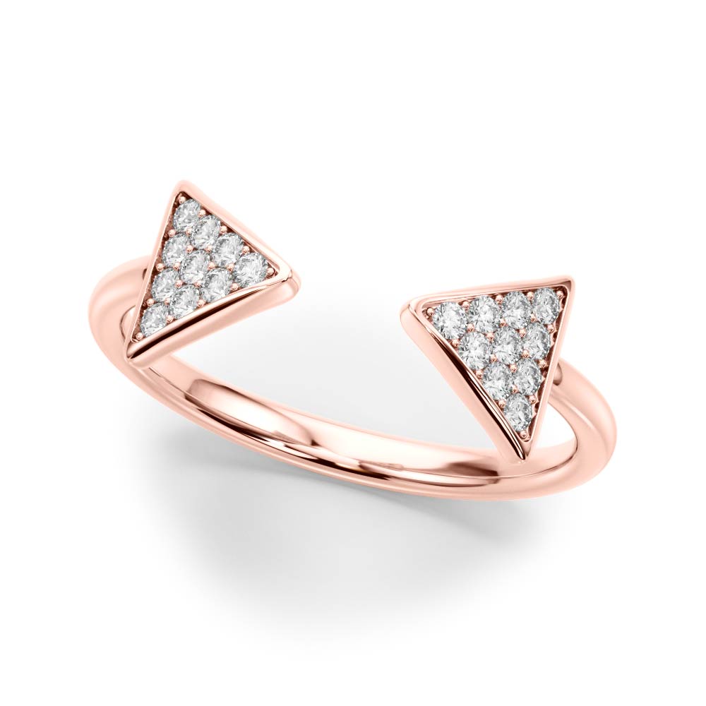 14k gold open double triangle ring set with lab-grown diamonds, symbolizing unity and protection.