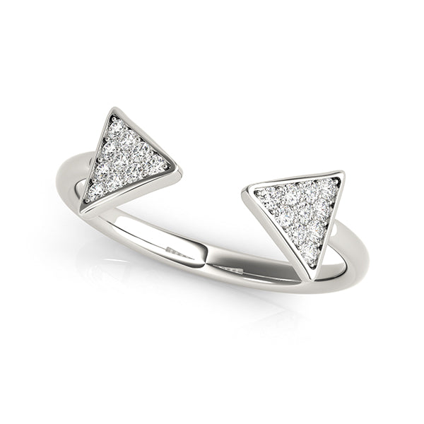 14k gold open double triangle ring set with lab-grown diamonds, symbolizing unity and protection.