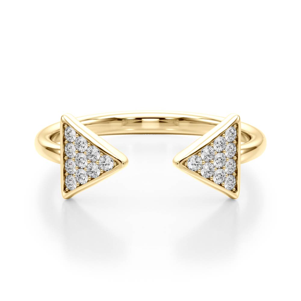 14k gold open double triangle ring set with lab-grown diamonds, symbolizing unity and protection.