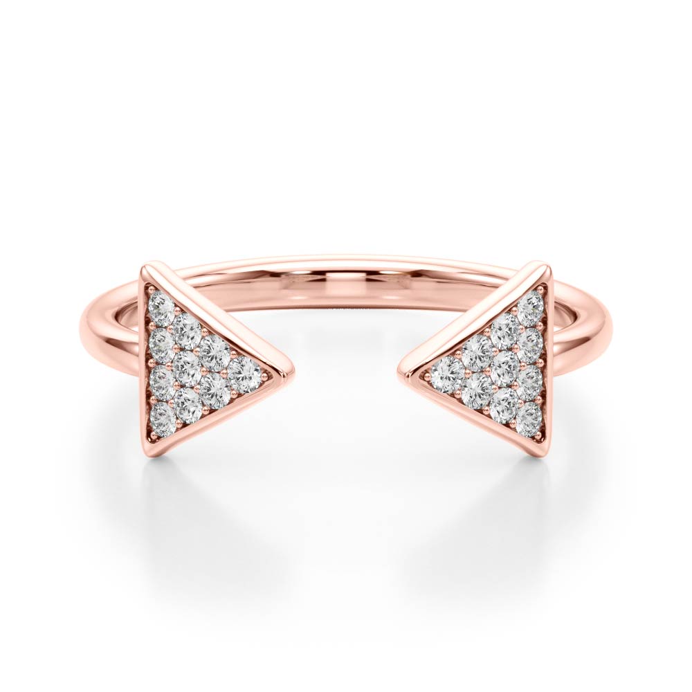 14k gold open double triangle ring set with lab-grown diamonds, symbolizing unity and protection.