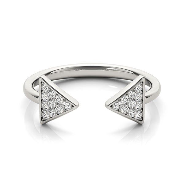 14k gold open double triangle ring set with lab-grown diamonds, symbolizing unity and protection.