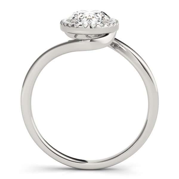 Oval halo lab-grown diamond ring in 14k gold with smaller diamonds encircling the center stone.
