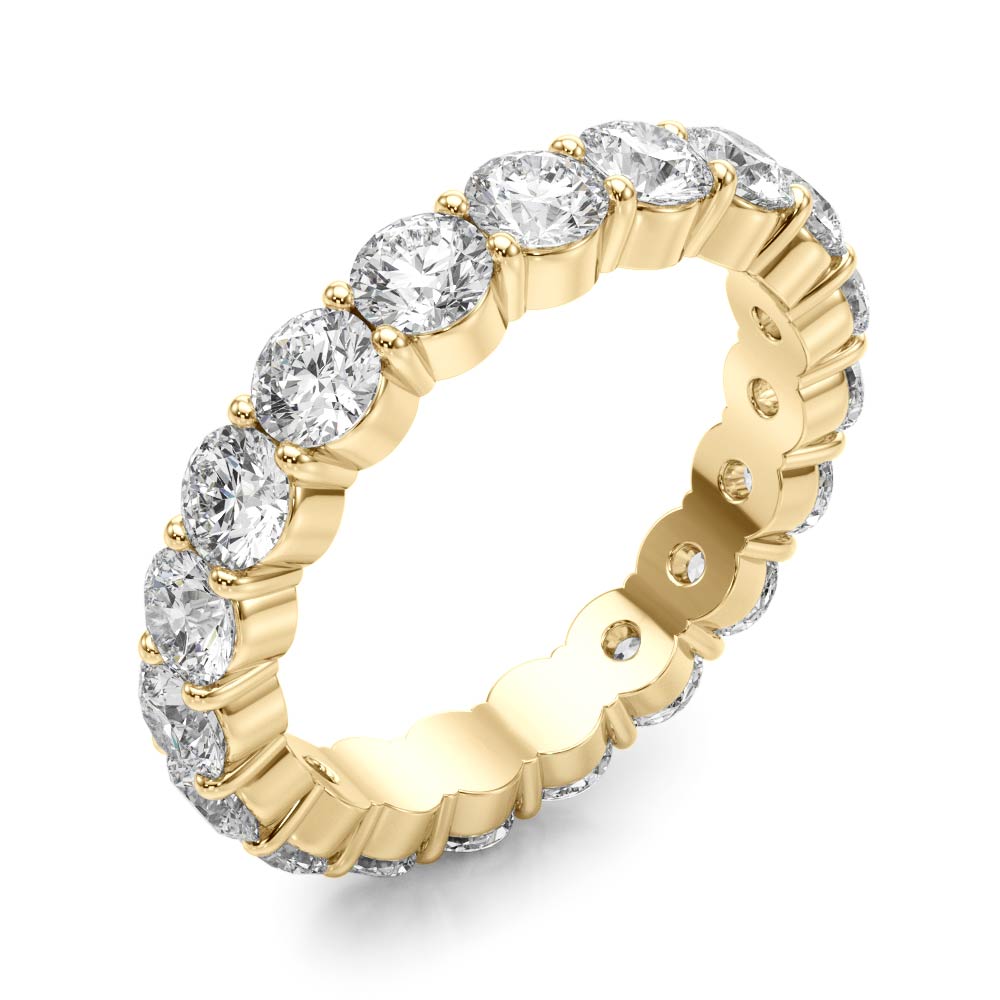 14k gold Eternal Elegance Band with lab-grown diamonds in a continuous radiant design for stacking or solo wear.