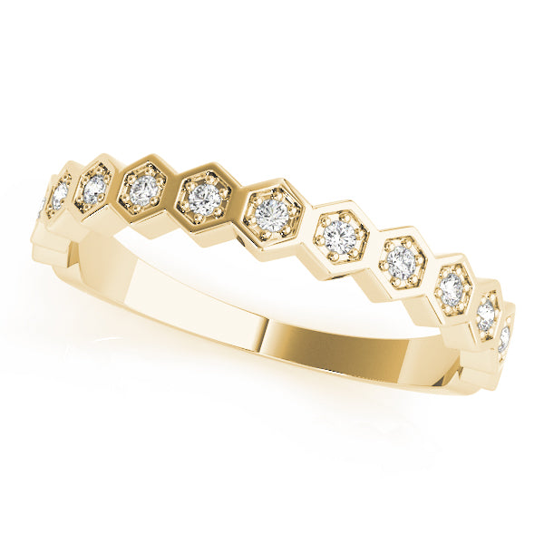 14k gold hexagonal diamond ring inspired by sacred geometry, symbolizing strength and resilience.