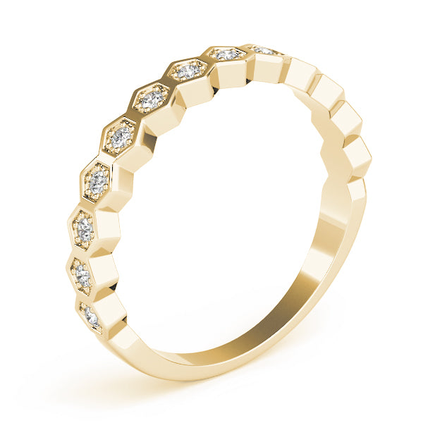 14k gold hexagonal diamond ring inspired by sacred geometry, symbolizing strength and resilience.
