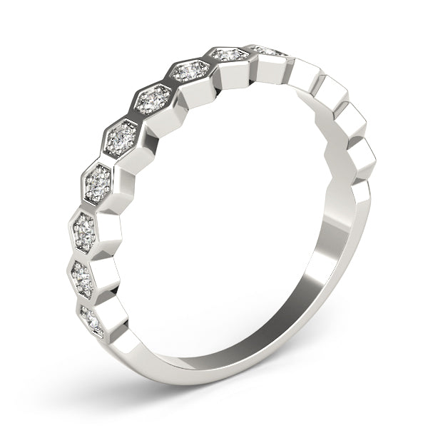 14k gold hexagonal diamond ring inspired by sacred geometry, symbolizing strength and resilience.