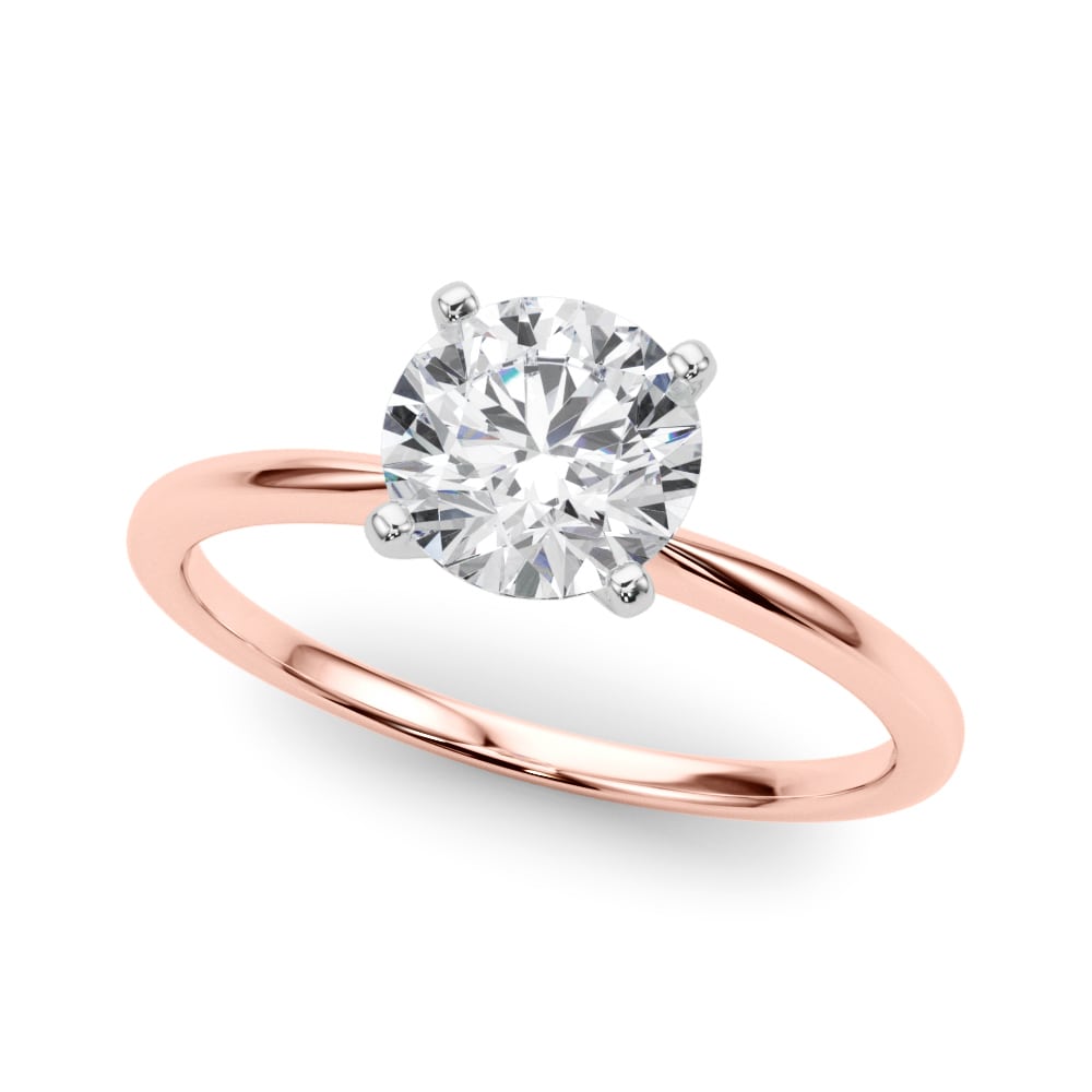 Timeless Solitaire Ring in 14k white gold with a round lab-grown diamond in a four-prong setting.