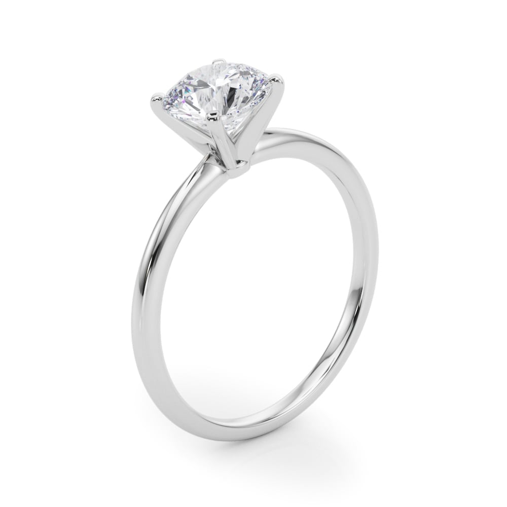 Timeless Solitaire Ring in 14k white gold with a round lab-grown diamond in a four-prong setting.