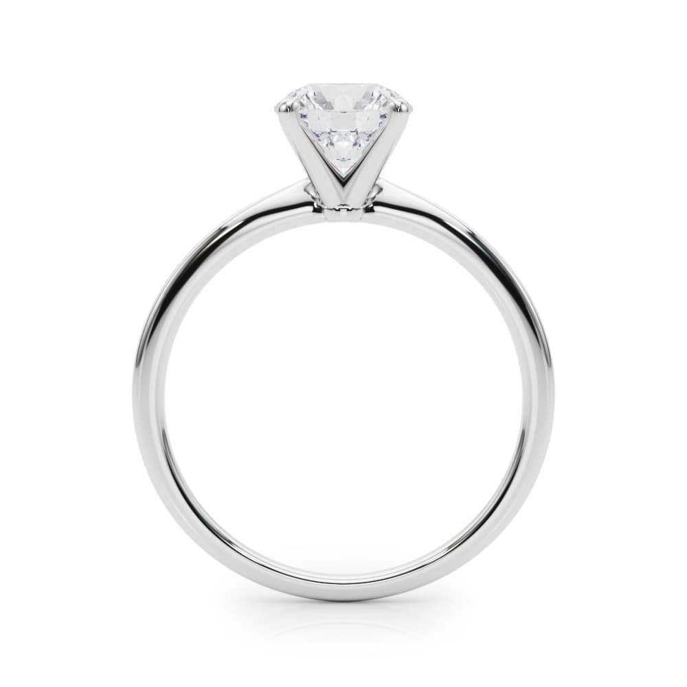 Timeless Solitaire Ring in 14k white gold with a round lab-grown diamond in a four-prong setting.
