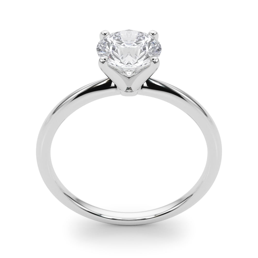 Timeless Solitaire Ring in 14k white gold with a round lab-grown diamond in a four-prong setting.