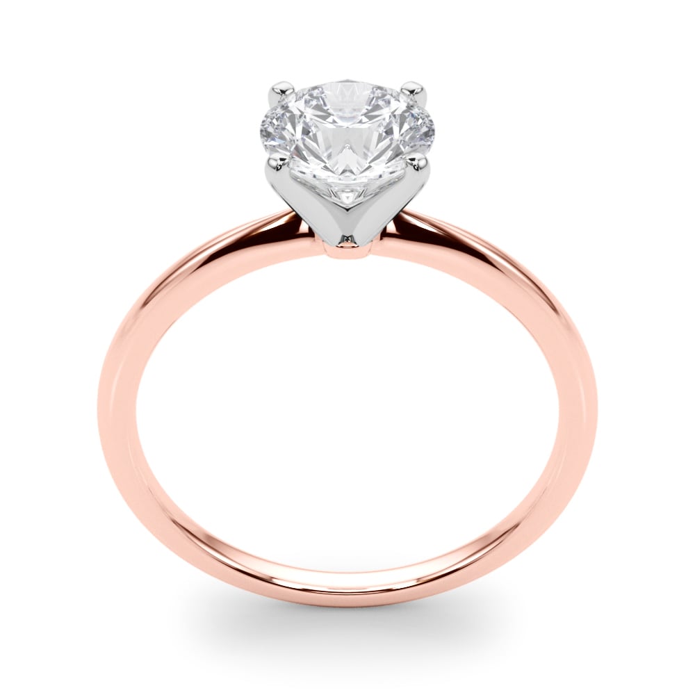 Timeless Solitaire Ring in 14k white gold with a round lab-grown diamond in a four-prong setting.