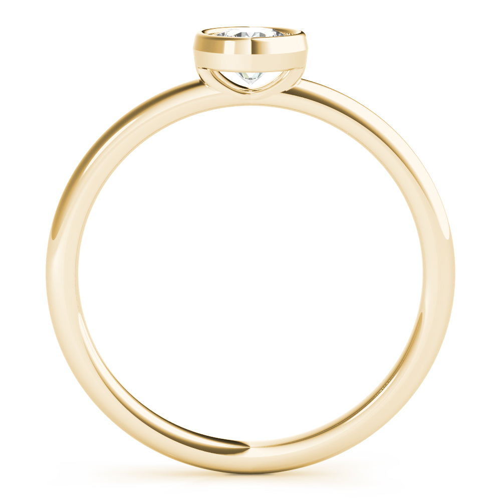 14k Gold Round Solitude Ring with Lab-Grown Diamond in Bezel Setting.