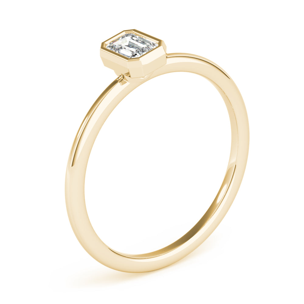 14k Gold Emerald-Cut Lab-Grown Diamond Ring in Bezel Setting.