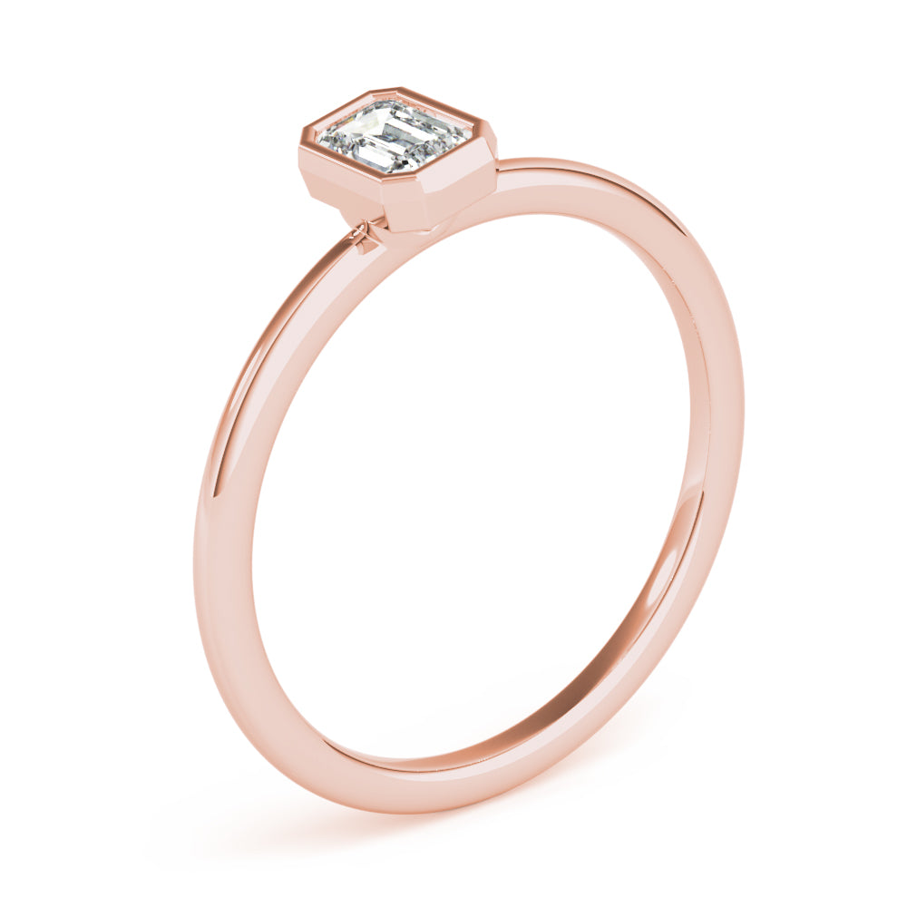 14k Gold Emerald-Cut Lab-Grown Diamond Ring in Bezel Setting.