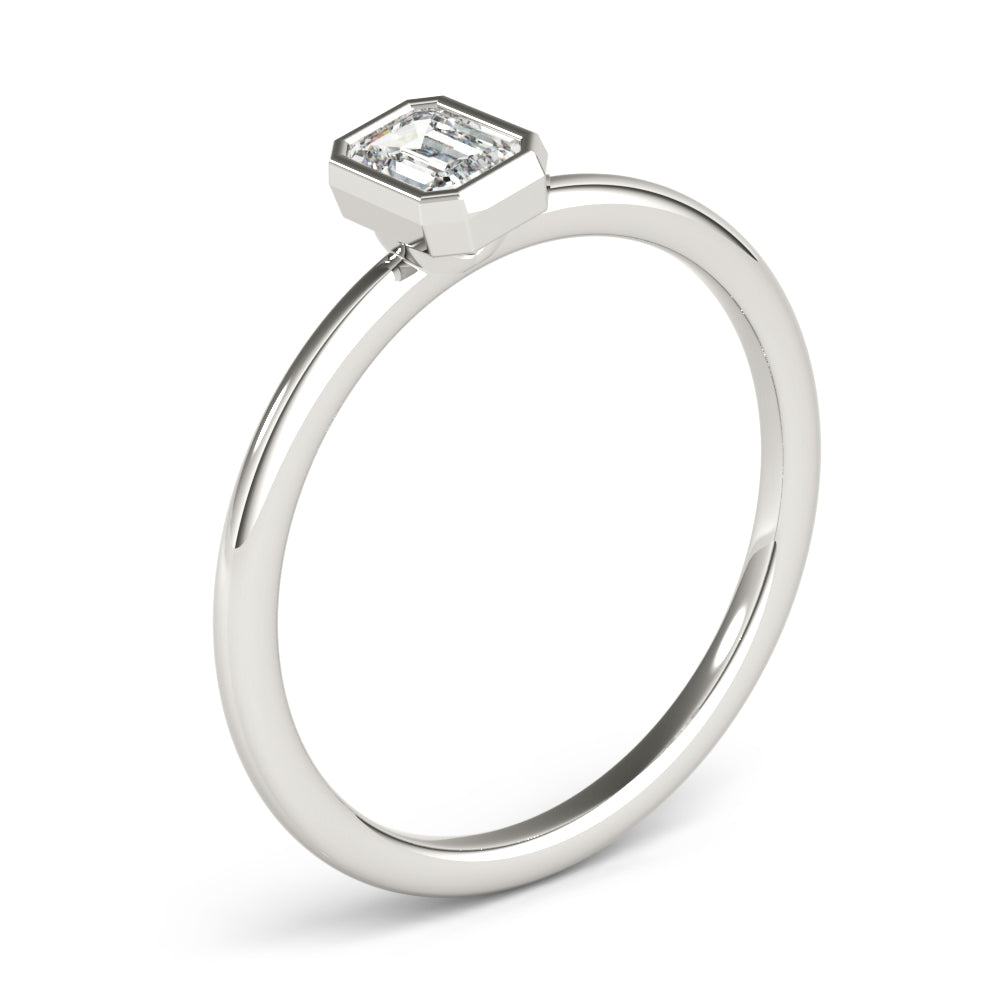 14k Gold Emerald-Cut Lab-Grown Diamond Ring in Bezel Setting.