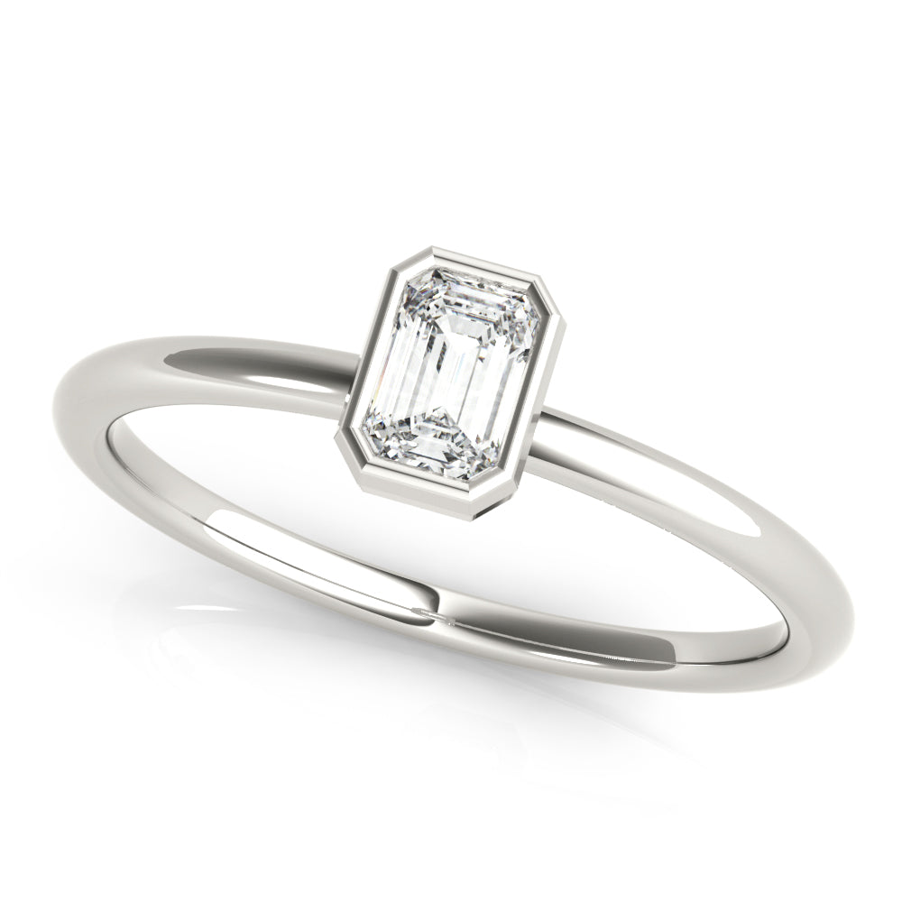 14k Gold Emerald-Cut Lab-Grown Diamond Ring in Bezel Setting.