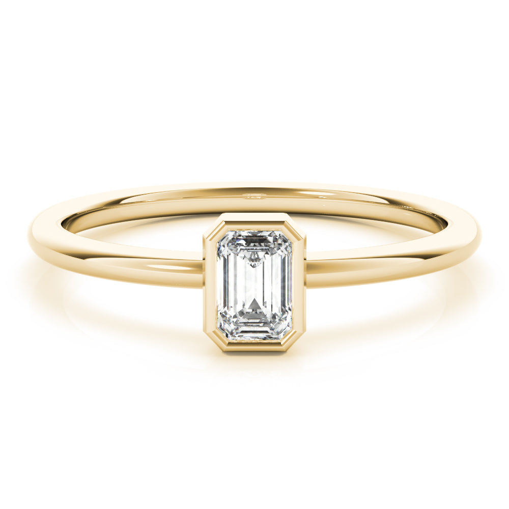 14k Gold Emerald-Cut Lab-Grown Diamond Ring in Bezel Setting.