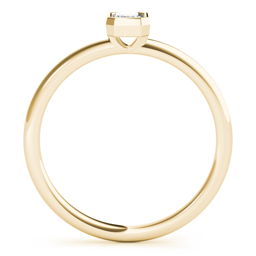14k Gold Emerald-Cut Lab-Grown Diamond Ring in Bezel Setting.